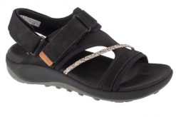 Sandały damskie, Terran 4 Backstrap W Sandal. Czarne sandały Merrell, bez wzorów, z materiału, sportowe, bez obcasa, bez zapięcia. Za 399.00 zł.