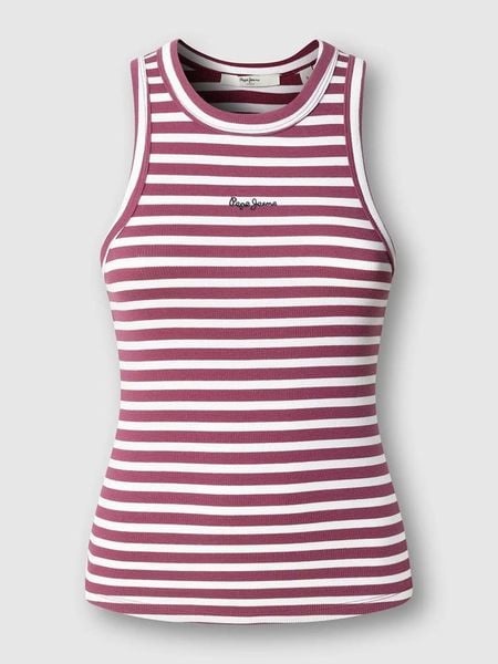 Pepe Jeans Top "Marian" w kolorze różowo-białym rozmiar: L. Białe topy Pepe Jeans, l, bez wzorów, z jeansu, bez kołnierzyka, bez ramiączek. Za 77.95 zł.