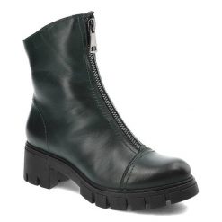 Zielone Botki Simen Damskie Skórzane Modne Obuwie. Zielone botki Simen, na zimę, bez wzorów, ze skóry, bez obcasa, na płaskiej podeszwie, bez zapięcia. Za 529.00 zł.
