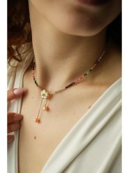 Pierres delicates Pozłacany naszyjnik z turmalinem - dł. 50 cm rozmiar: onesize. Czerwone naszyjniki Pierres delicates, z perłą, pozłacane. Za 78.99 zł.