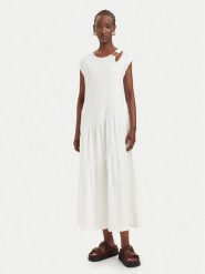 Liu Jo Sport Sukienka codzienna TA6237 J3855 Kremowy Relaxed Fit. Białe sukienki Liu Jo Sport, na co dzień, xs, bez wzorów, z bawełny, sportowe, bez kołnierzyka, bez ramiączek, proste. Za 599.99 zł.
