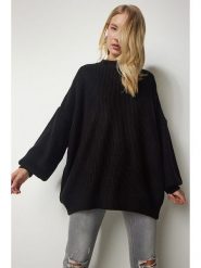 Happiness Istanbul Sweter w kolorze czarnym rozmiar: onesize. Czarne swetry Happiness Istanbul, bez wzorów, ze splotem, bez ramiączek. Za 86.37 zł.