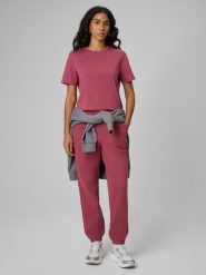 4F Spodnie dresowe joggery damskie - burgundowe XS. Czerwone spodnie dresowe 4f, xs, bez wzorów, z dresówki. Za 129.99 zł.