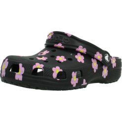 Sandały CROCS CLASSIC FLOWER CLOG Czarny. Czarne sandały Crocs, bez wzorów, z materiału, bez obcasa, bez zapięcia. Za 207.99 zł.