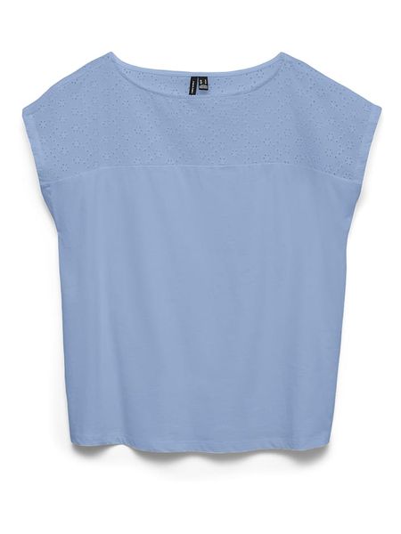 Vero Moda Bluzka w kolorze niebieskim rozmiar: M. Niebieskie bluzki Vero Moda, m, bez wzorów, z bawełny, bez kołnierzyka, bez ramiączek. Za 61.17 zł.