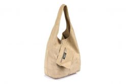 Shopperka beżowa skórzana N88. Brązowe shopper bez wzorów, z materiału, na ramię, zamszowe, bez dodatków. Za 153.99 zł.