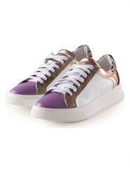 Anna Morellini Skórzane sneakersy "Biama" w kolorze kremowo-fioletowym rozmiar: 38. Brązowe trampki Anna Morellini, bez wzorów, bez zapięcia. Za 338.21 zł.
