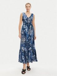 Tatuum Sukienka letnia Leti T2509.196 Granatowy Regular Fit. Niebieskie sukienki Tatuum, na lato, bez wzorów, z wiskozy, bez kołnierzyka, bez ramiączek. Za 369.99 zł.