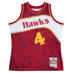 Koszulka NBA Atlanta Hawks Spud Webb. Czerwone bluzki Mitchell & Ness, bez wzorów, sportowe, bez kołnierzyka, bez ramiączek. Za 632.50 zł.
