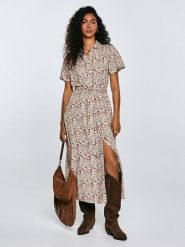 BIG STAR Sukienka w kolorze kremowym rozmiar: XL. Brązowe sukienki Big Star, na co dzień, xl, bez wzorów, z tkaniny, retro, bez kołnierzyka, bez ramiączek, midi, proste. Za 144.99 zł.