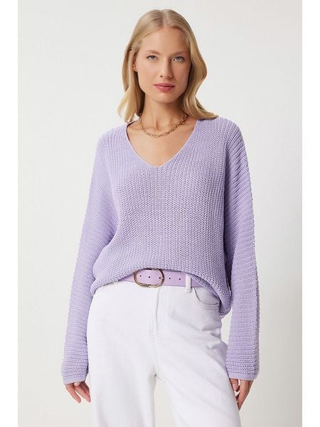 Happiness Istanbul Sweter w kolorze fioletowym rozmiar: onesize. Różowe swetry Happiness Istanbul, bez wzorów, ze splotem, bez ramiączek. Za 61.45 zł.