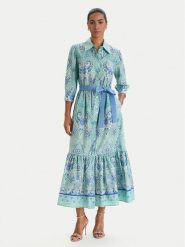 Luisa Spagnoli Sukienka koszulowa Pampa 543211 Zielony Regular Fit. Zielone sukienki LUISA SPAGNOLI, s, bez wzorów, z bawełny, bez kołnierzyka, bez ramiączek, koszulowe. Za 2,059.00 zł.