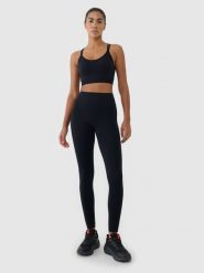 4F Legginsy treningowe bezszwowe damskie - czarne XS/S. Czarne legginsy 4f, l, bez wzorów, z dzianiny, z podwyższonym stanem, na fitness i siłownię. W wyprzedaży za 79.99 zł.