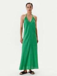 United Colors Of Benetton Sukienka letnia 4AGHDV0BF Zielony Regular Fit. Zielone sukienki United Colors of Benetton, na lato, m, bez wzorów, ze lnu, bez kołnierzyka, bez ramiączek. Za 309.99 zł.