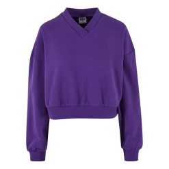 Bluza Damska Z Przyciętym Dekoltem W Szpic. Fioletowe bluzy Urban Classics, s, bez wzorów, bez kaptura. Za 115.99 zł.