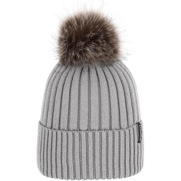 Czapka damska VIKING Hana Pompon Life Style. Szare czapki Viking, bez wzorów, z materiału. Za 147.00 zł.