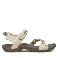 Sandały Teva. Brązowe sandały Teva, bez wzorów, sportowe, bez obcasa, bez zapięcia. Za 259.99 zł.