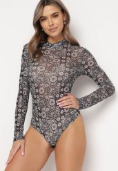 Czarne Siateczkowe Body z Mozaikowym Kwiatowym Wzorem Binavia. Czarne body Born2be, l, bez wzorów, z materiału. Za 79.99 zł.