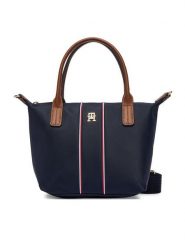 Tommy Hilfiger Torebka Popette Mini Tote Corp AW0AW17707 Granatowy. Niebieskie torebki klasyczne TOMMY HILFIGER, bez wzorów, z materiału, bez dodatków. Za 409.99 zł.