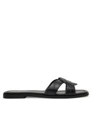 LOVE MOSCHINO Klapki JA28092G1MIB0000 Czarny. Czarne klapki Love Moschino, bez wzorów, ze skóry, bez obcasa. Za 489.99 zł.