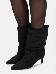 DeeZee Botki CEO-WS25319-02 Czarny. Czarne botki DeeZee, bez wzorów, z materiału, bez obcasa, na słupku, bez zapięcia. Za 199.99 zł.