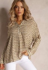 Jasnobrązowa Wiskozowa Bluzka Zapinana na Guziki przy Dekolcie Bricca. Brązowe bluzki Renee, xl, bez wzorów, z wiskozy, bez kołnierzyka, bez ramiączek. W wyprzedaży za 24.49 zł.