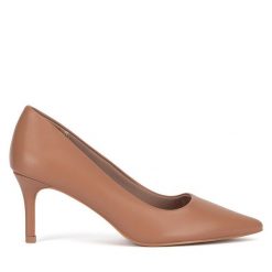 Szpilki JENNY. Brązowe szpilki Jenny, bez wzorów, bez obcasa, na szpilce, bez zapięcia. Za 119.99 zł.