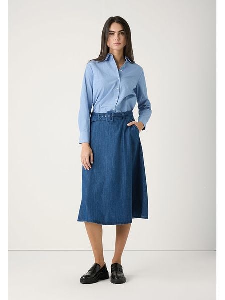 More & More Spódnica dżinsowa w kolorze niebieskim rozmiar: 46. Niebieskie spódnice More & More, bez wzorów, z tkaniny, midi. Za 196.70 zł.