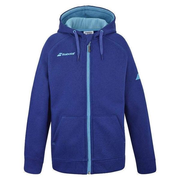 Bluza tenisowa Babolat Exercise Hood Jacket Jr. Niebieskie bluzy BABOLAT, bez wzorów, z bawełny, z kapturem. Za 240.00 zł.