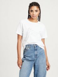 Cross Jeans Koszulka w kolorze białym rozmiar: L. Białe bluzki Cross Jeans, l, bez wzorów, z bawełny, bez kołnierzyka, bez ramiączek. Za 48.62 zł.