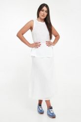 Spódnica lniana midi Beth ECOALF. Spódnice Ecoalf, bez wzorów, midi. Za 529.00 zł.