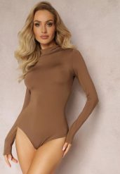 Brązowe Gładkie Body z Półgolfem Nemaga. Brązowe body Renee, l, bez wzorów. W wyprzedaży za 71.99 zł.
