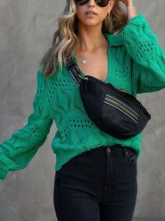 Milan Kiss Sweter w kolorze zielonym rozmiar: S. Zielone swetry Milan Kiss, s, bez wzorów, z bawełny, bez ramiączek. Za 153.34 zł.