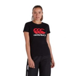 Koszulka z logo dla kobiet Canterbury. Czarne bluzki CANTERBURY, xl, bez wzorów, sportowe, bez kołnierzyka, bez ramiączek. Za 213.00 zł.