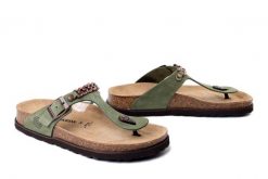 DR. BRINKMANN 701003-07 grun, klapki japonki damskie. Zielone klapki Dr. Brinkmann, bez wzorów, ze skóry, bez obcasa. Za 289.90 zł.