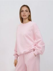 Gładka bluza z bawełną - pastelowy róż. Czerwone bluzy Reserved, l, bez wzorów, z bawełny, bez kaptura. Za 89.99 zł.