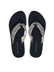Tommy Hilfiger Japonki Th Corporate Sandal FW0FW09610 Granatowy. Niebieskie klapki TOMMY HILFIGER, bez wzorów, z materiału, bez obcasa. Za 169.99 zł.