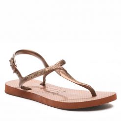 Sandały Havaianas. Żółte sandały Havaianas, bez wzorów, bez obcasa, na płaskiej podeszwie, bez zapięcia. Za 59.99 zł.