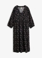 Luźna sukienka tunikowa z miękkiej wiskozy. Czarne sukienki bonprix, bez wzorów, z wiskozy, bez kołnierzyka, bez ramiączek. Za 124.99 zł.