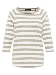 ELBSAND Koszulka "Celin" w kolorze beżowo-białym rozmiar: L. Białe bluzki ELBSAND, l, bez wzorów, z bawełny, bez kołnierzyka, bez ramiączek. Za 113.10 zł.