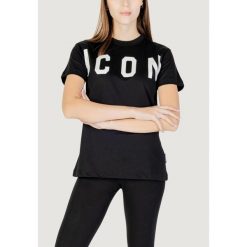 Koszulka crop top Kobieta ICON. Czarne bluzki ICON, bez wzorów, z bawełny, bez kołnierzyka, bez ramiączek. W wyprzedaży za 183.20 zł.
