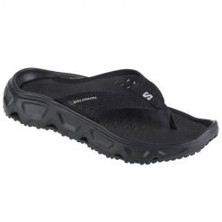 Japonki damskie Salomon Reelax Break 6.0. Czarne klapki Salomon, bez wzorów, z materiału, bez obcasa. Za 382.00 zł.
