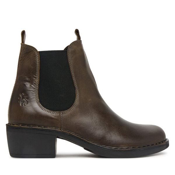 Botki Fly London. Zielone botki Fly London, bez wzorów, bez obcasa, na słupku, bez zapięcia. Za 704.99 zł.