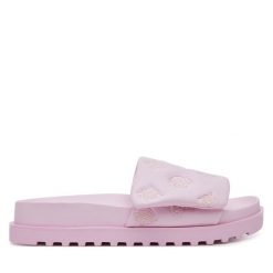 Klapki Guess. Czerwone klapki Guess, z aplikacjami, bez obcasa. Za 319.99 zł.