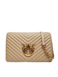 Pinko Torebka Lowe Click Classic 100063 A0GK Beżowy. Brązowe listonoszki Pinko, bez wzorów, ze skóry, bez dodatków. Za 979.99 zł.