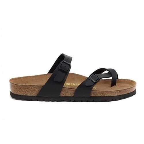 Klapki damskie Birkenstock 071791. Czarne klapki Birkenstock, bez wzorów, z materiału, bez obcasa. Za 696.00 zł.
