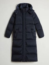 Woolrich Płaszcz puchowy "Kelly" w kolorze granatowym rozmiar: L. Niebieskie płaszcze Woolrich, l, bez wzorów, z puchu, bez kaptura. Za 3,522.51 zł.