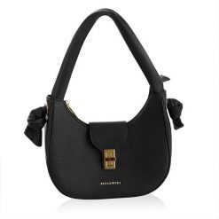 Zaokrąglona torebka damska REESE czarny. Czarne torby na ramię bez wzorów, ze skóry ekologicznej, eleganckie, na ramię, bez dodatków. Za 119.99 zł.