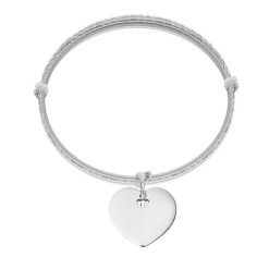 Bransoletka z posrebrzanym sercem na szarym sznurku. Szare bransoletki Lilou, posrebrzane. Za 168.00 zł.