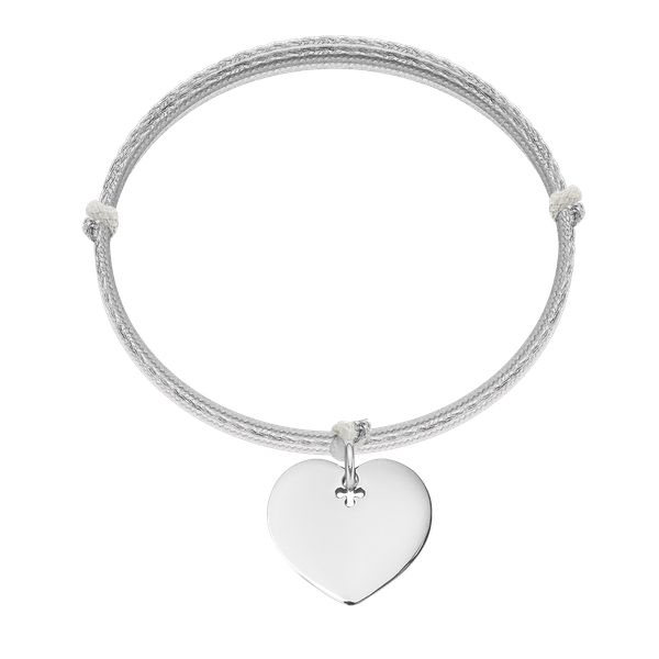 Bransoletka z posrebrzanym sercem na szarym sznurku. Szare bransoletki Lilou, posrebrzane. Za 168.00 zł.